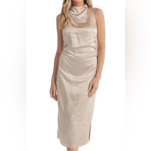 Mock Neck Midi Dress/L NWT